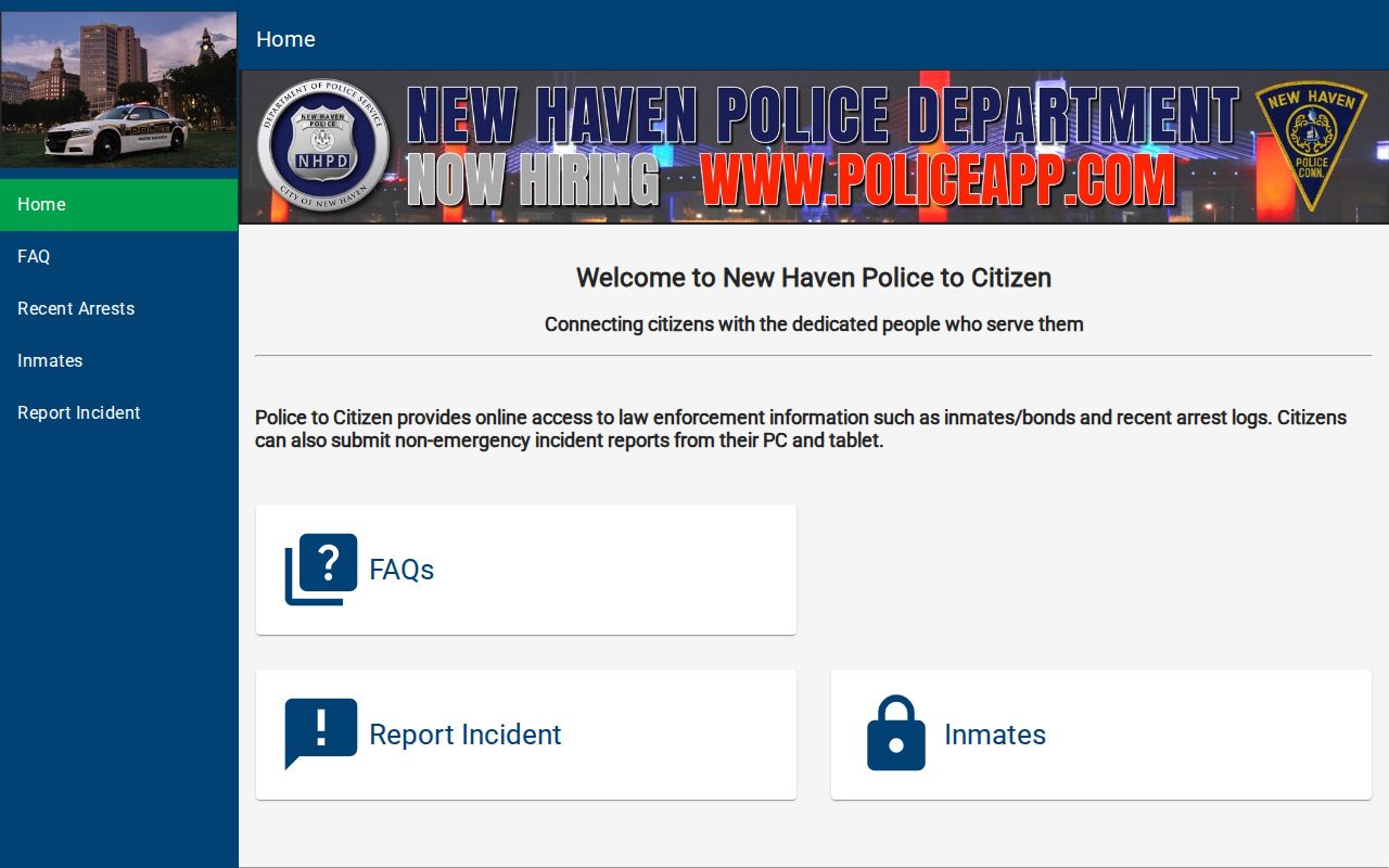 New Haven County arrest records and court charge records Police-to-Citizen portal