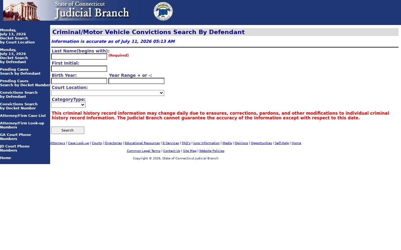 New Haven County criminal court records criminal motor vehicle convictions search