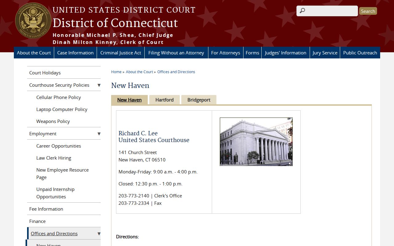 New Haven County Superior Court separate federal courthouse in New Haven