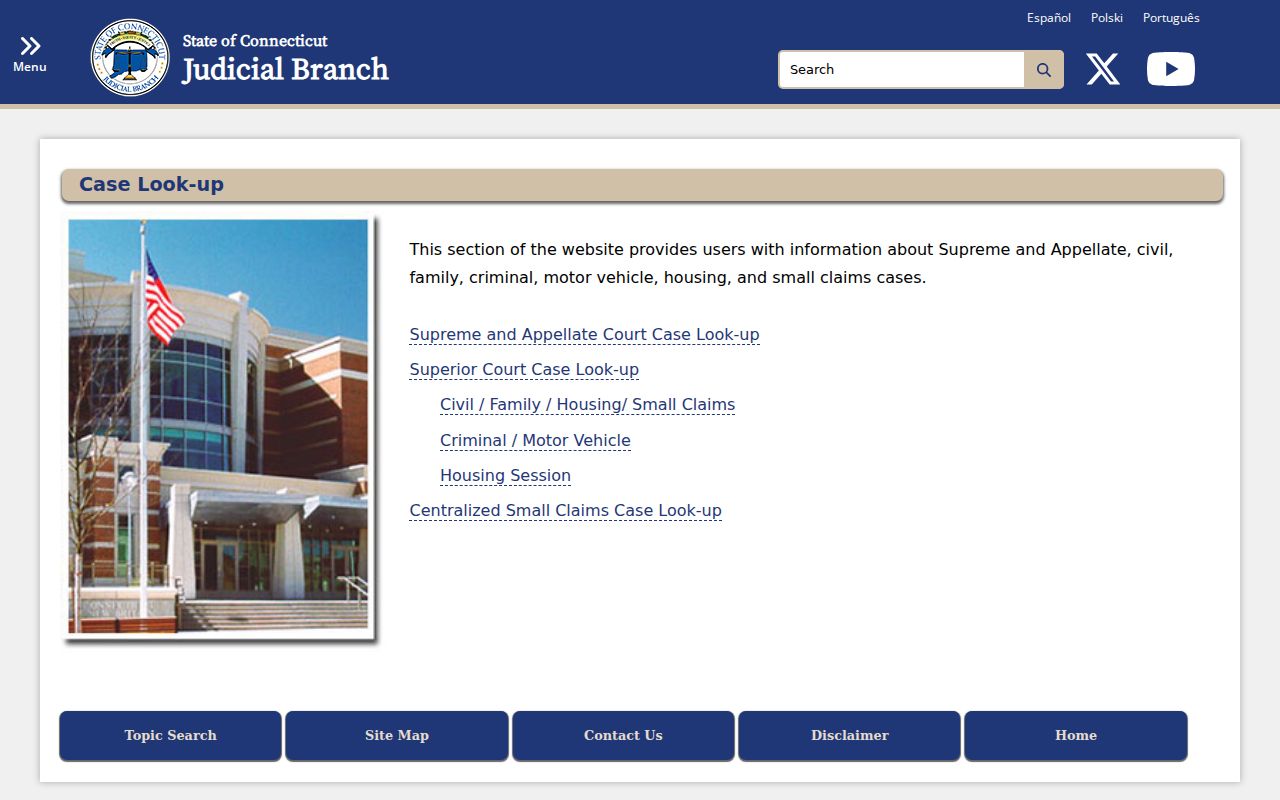 New Haven County court records Judicial Branch lookup landing page
