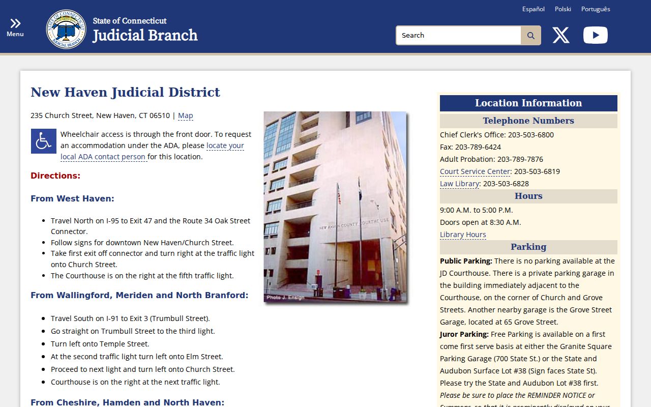 New Haven County court records Judicial District courthouse